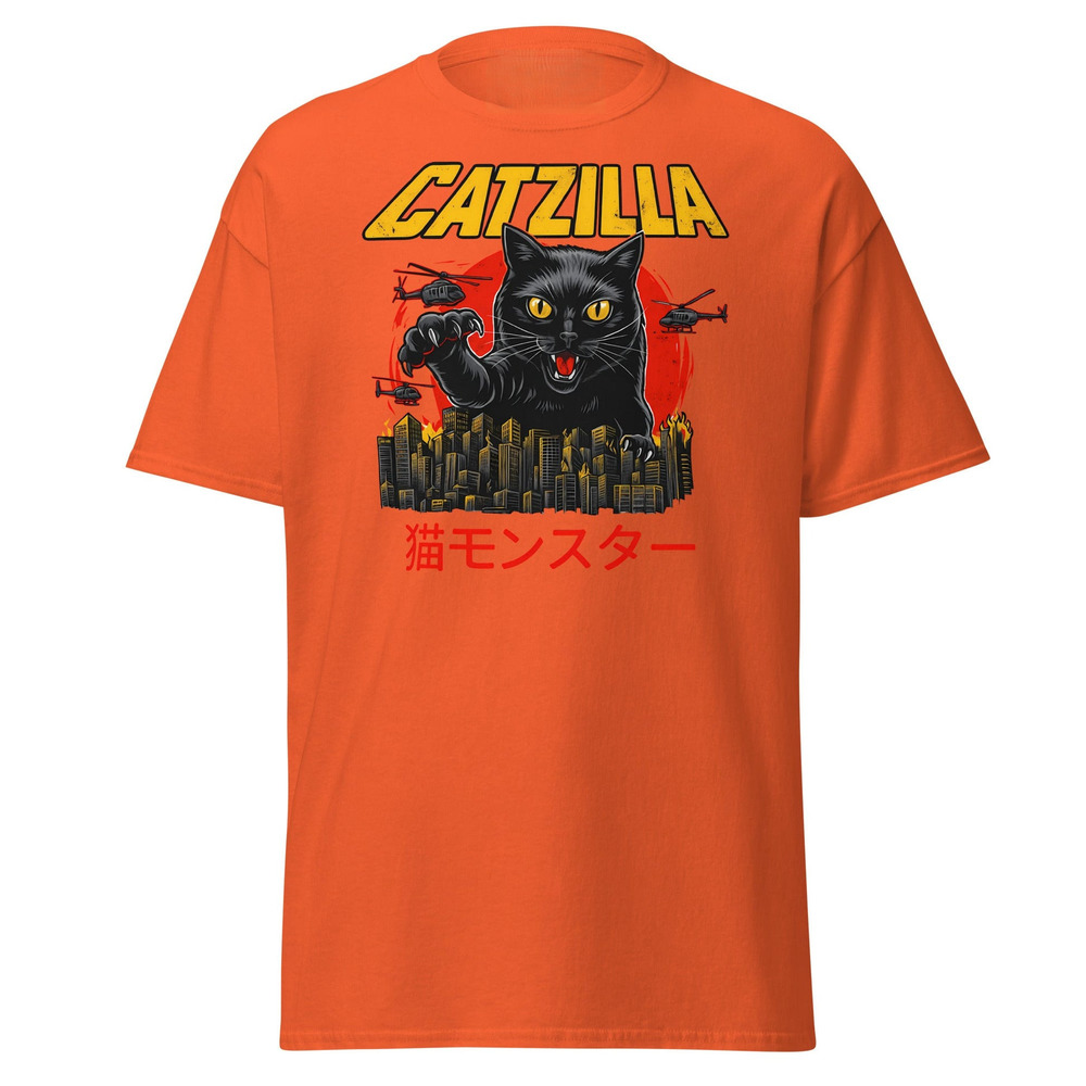 Catzilla T Shirt Funny Cat Vs City Monster Tee Unisex